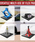 Four Heavy Duty Rubber RV Jack Flex Pads 12 Inch 4 Pack Grippy Non Slip Shock Absorbing Stabilizer Mats for Camper and Trailer