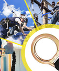 Heavy Duty Safety Harness Extension Lanyard 18 Inch D Ring Extender for Fall Protection with 5000 Lb Break Strength Polyester Webbing Durable Construction and Easy Clip for Jobsite Comfort, steel O-ring close-up