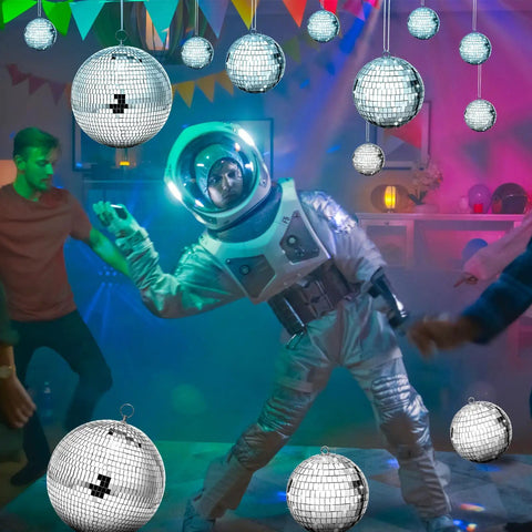 100 Piece Mirror Disco Balls Set Dope Party Decor Bulk Assorted Silver Hanging Decor For Home Parties