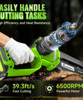 Cordless Mini Chainsaw 6 Inch With Dual Battery Power Handheld Electric Chain Saw Auto Oiler in action cutting wood