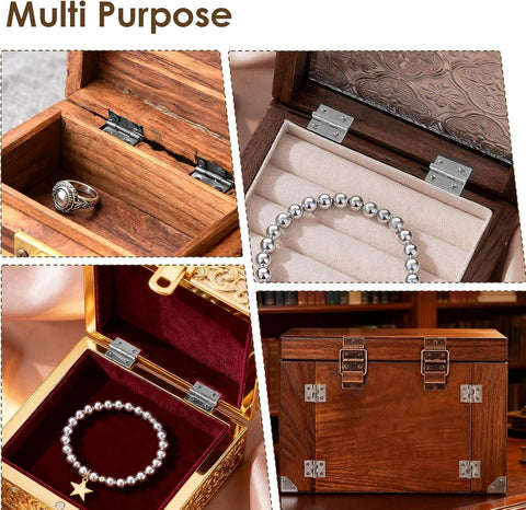 Mini Hinges For Crafts 10x8mm With Screws 100 Pieces Tiny Brass Hinges For Wooden Box Jewelry Box Silver Hardware Displayed