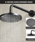 Black Dual Function Shower Faucet Set With Tub Spout And Valve Included 8 Inch Rain Shower Head Rainfall System.