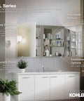 Frameless Bathroom Mirror Medicine Cabinet With All-In-One Adjustable Shelves, Single Door, Rectangular Beveled Edge Frame