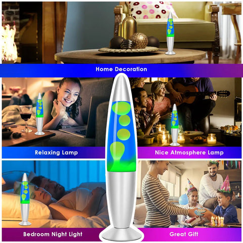 Motion Table Lamp 16 Inch Volcano Lamp With Blue Liquid And Green Wax Totally Fun For Kids And Grown Ups Calming Night Light
