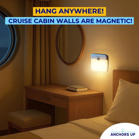 Two Pack Cruise Cabin Magnetic Night Light Mount With Motion Sensor USB Rechargeable LED Warm White for cabin walls