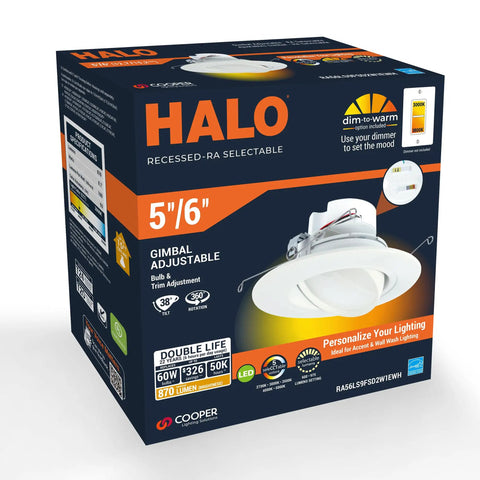 Upgrade Your Home With This Six Inch Led Recessed Lighting Retrofit Kit Featuring A Smooth Gimbal Trim With Five Cct Options And Dead Simple Plug Play Mounting That Snaps Into Standard Cavities Fast For Serious Home Brightness Upgrades Everywhere box and product details visible.
