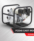 Heavy Duty 2 Inch Semi Trash Pump Moving 10010 Gph Fluid And 5/8 Inch Solids with cast iron build and durable design.