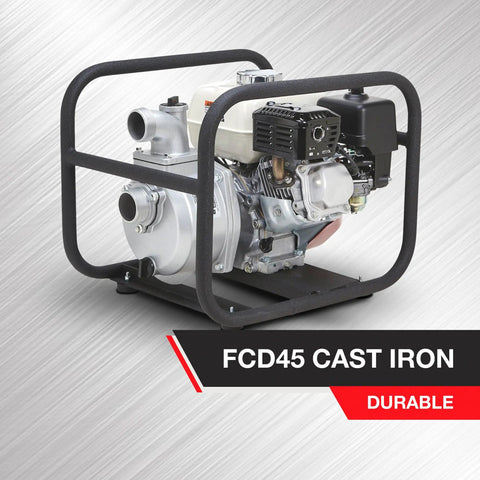 Heavy Duty 2 Inch Semi Trash Pump Moving 10010 Gph Fluid And 5/8 Inch Solids with cast iron build and durable design.