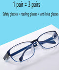 Unisex Blue Light Safety Glasses With Readers 0 To 4 Diopters, illustrating anti-blue lenses on a TR90 frame suitable for digital life.