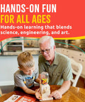 Candy Dispenser Woodworking Kit For Kids A Hands On STEM Building Project With FSC Certified Wood Paints And Tools Includes DIY Gumball Machine Craft For Boys And Girls Ages Six And Up shown in use by adult and child.