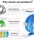 Filament Storage Box Set Of Four With Airtight Seal Keeps Your Filament Fresh For 3D Printer Spools Waterproof Dust Proof 4.0 L Capacity Universal Fit For Easy Organization featuring color-coded spools and airtight seals