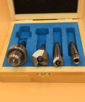 Mt1 Wood Lathe Live Center Drive Spur Cup Set Offers Badass Durability For Smooth Spindle Turning Operations Includes Two Spare Replacement Tips And A Tight Wooden Storage Box, featuring four precision tips in a wooden case.