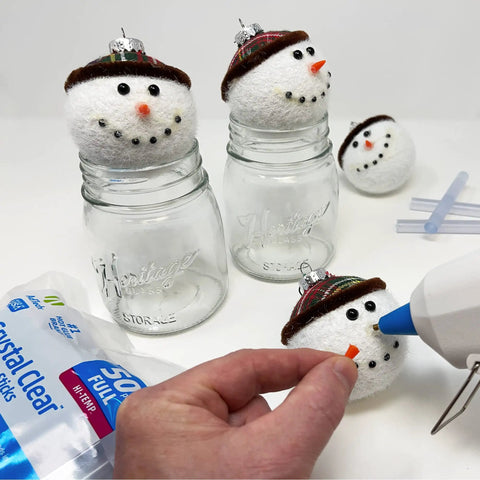 Creating snowman crafts with Hi Temp 4 Inch Glue Sticks Pack 50 Count For All Purpose Hot Glue Crafting Scrapbooking Diy School Projects Bonds Paper Plastic Wood Fabric Metal Ceramic Foam Ribbon Lace And More