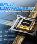 Split controller for heavy duty electric bike, showcasing heat dissipation features and enhanced stability.