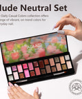 Solid Gel Nail Polish Kit With Ombre Colors 24-Color Hema Free Set With Pro Brush in palette and hand holding lid
