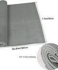 Heavy Duty PVC Drainage Mat Grippy Non Slip Wet Area Floor Mat Roll 3 By 16.4 Ft 0.22 Inch Thick Ideal For Restaurants Bars Bathrooms Pools Patios Outdoor And Indoor Grey, showing mat roll and dimensions