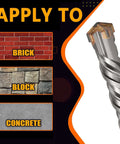 Side view of SDS Plus rotary hammer drill bit for concrete; 7/8 in diameter, 8-1/4 in length, carbide-tipped.