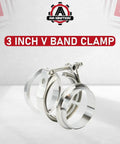 Stainless Exhaust V Band Clamp Set Of 3 For 3 Inch Turbo Systems, Heavy Duty Stainless Steel, Universal Fit