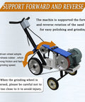 Heavy Duty Motorized Belt Sander Plus Adjustable Angle Polisher With Smooth Rolling Wheels For Fast Rust Removal And Badass Metal Buffing Jobs Around The Shop 220 Volt with rubber wheels and motor.