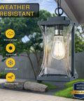Outdoor Pendant Light Fixture For Porch And Front Door With Adjustable Chain And Air Bubble Glass Matte Black Farmhouse Exterior Lighting