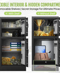 Beefy Extra Large Dual Door Home Safe 8.6 Cu Ft Tall Safe For Laptops and Legal Files, open doors showing interior with shelves and items