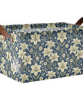 Game Changer Foldable Storage Bins For Shelves With Heavy Duty Steel Frame And Smooth Polyester Fabric Featuring Grab Handles, decorative floral design.