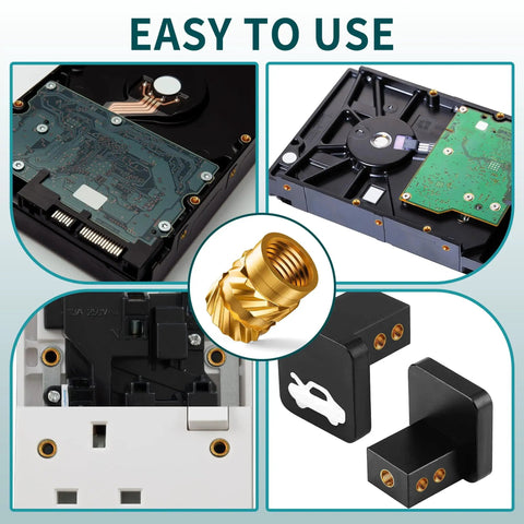 Beefy Brass Heat Set Threaded Inserts Kit For Plastic And 3D Printing, Fifteen Size Assortment From M2 To M6 in electronic installations