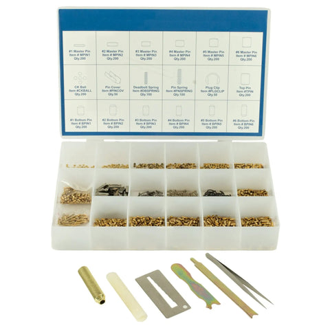Pro DIY Lock Rekey Kit 200 Piece Set With Pins Springs Tools Plug Clips And More For Home Rental And Business Locks Commercial Grade Locksmith Gear For Pros And DIY Enthusiasts displayed with open box and assorted tools