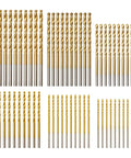 Amoolo titanium drill bit set, 60 pcs, HSS micro bits for wood, metal, and plastic