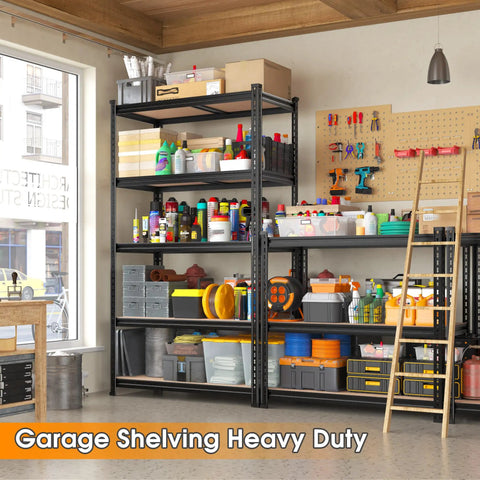 Heavy Duty Garage Shelving 5 Tier Metal Storage Unit 2400 Lbs Capacity Adjustable Shelves 72x36x16 Inch in garage