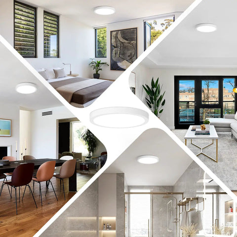 Rooms illuminated by 7 Inch Dimmable LED Flush Mount Ceiling Light 15W 1200LM 5000K Daylight White Ultra Thin Flat Fixture