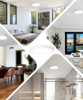Energy Saving LED Flush Mount Ceiling Light Fixture No Brainer Pack of 6 Dimmable 15W 1200Lm 5000K installed in various home rooms