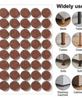 Top Shelf Self Sticky Felt Pads 48 Pack Brown Round Bumpers for Chair Legs and Cabinet Doors displayed in a grid layout.