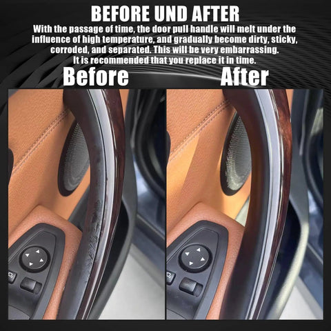 BMW Interior Door Pull Handle Cover Replacement For 3 Series 4 Series M3 M4 Models 2012-2019 before and after installation