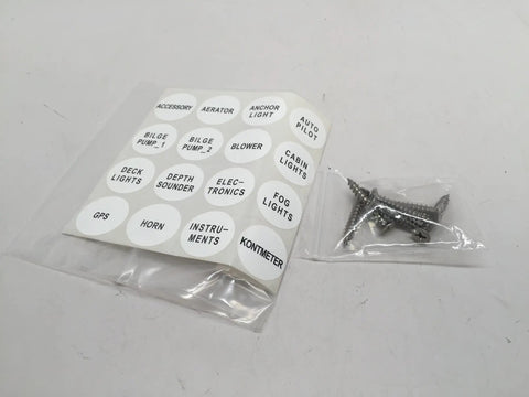 40 preprinted labels and screws for 8 Gang White Boat Switch Panel With Blue LED Indicator Rocker Circuit Breaker Splashproof Marine Panel