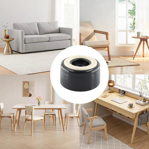 Kick Up Your Living Space Smoothly With These Tough Furniture Feet Risers Decked Out With A Grippy Rubber Base, shown with furniture.