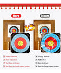 Comparison of Archery Target Paper Pack Pro Grade For Practice Sesh And Hunting, 16x16 Inch Target Faces with matte and glossy textures.