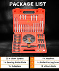 Harmonic Balancer Puller and Installer Kit for Quick No Fuss Damage Free Flywheel and Crankshaft Pulley Removal, components in red case.