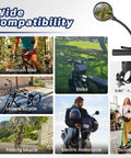 Rear View Bike Mirror Mount With Adjustable Rotatable Head, Wide Angle Acrylic Convex Safety Mirror, shown on various vehicles