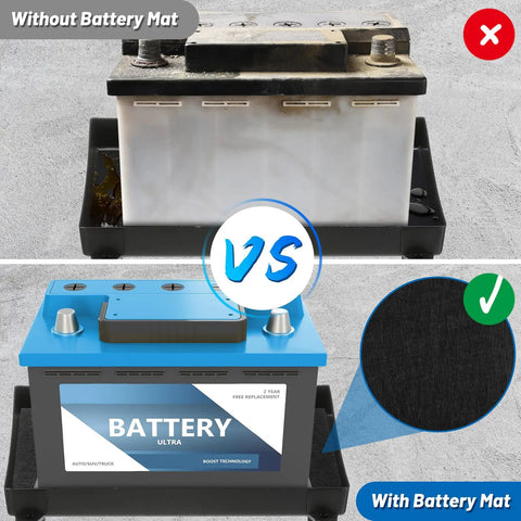 Heavy Duty Built Tough Battery Protector Mat 8 X 12 Inch Acid Absorber Pad And Anti Shock And Corrosion Resistant Reduces Vibration For Battery Trays In Cars Boats RVs And Trucks