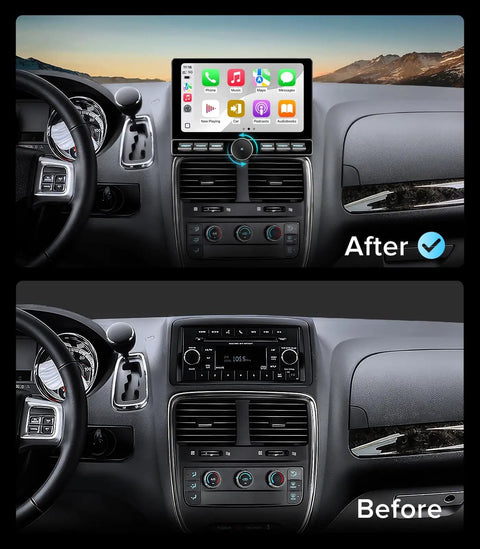 10 Inch QLED Car Stereo For Dodge Grand Caravan And Chrysler Town And Country Wireless CarPlay Android Auto Radio installed