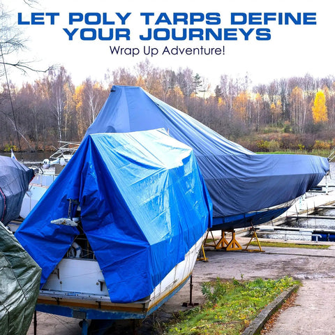 20X25 Waterproof Multi Purpose Blue Tarpaulin Tarp For Cars Boats Campers And Outdoor Shelter Beefed Up Weatherproof Protection