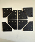 8 Piece 2020 Series Corner Brackets For 20mm X 20mm Aluminum Extrusion Black PLA Made In USA With 5 Holes For M5 Screws