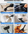 Quick 15 Second Heat Up Handheld Steam Cleaner With High Pressure For Deep Cleaning Grease And Grout Stains Without Harsh Chemicals Compact Portable Design For Effortless Home Maintenance And Spotless Surfaces accessories for various cleaning tasks, including brushes and nozzles.