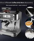 Pro espresso maker with built-in grinder and steam wand, delivering barista-grade coffee daily with intuitive digital panel.