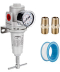 Half Inch NPT High Pressure Air Regulator With T Handle, 0-300 Psi Gauge, Metal Bracket, Heavy Duty, Brass Fittings, PTFE Tape