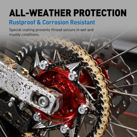 Six Piece Dirt Bike Sprocket Bolt And Nut Kit With M8 Bolts And Flange Locking Nuts For Rustproof Break Resistant Fasteners Compatible With Yamaha Suzuki KX KXF RM RMZ YZ YZF CR CRF BMW Aprilia Silver on dirt bike sprocket