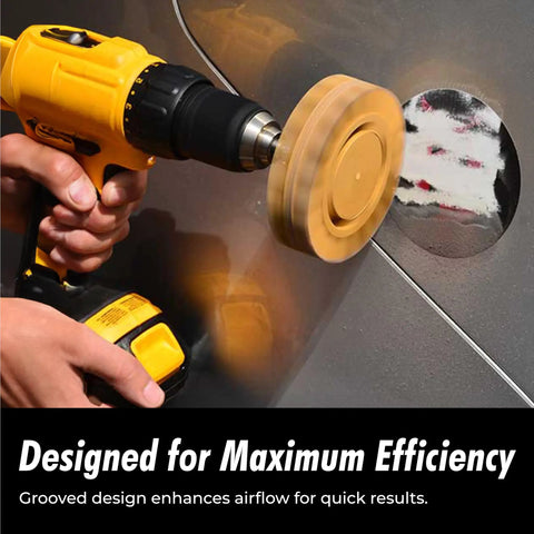 Pro Grade 4 Inch Car Sticker Remover Kit with soft rubber eraser wheel on drill removing decal from car door