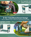 Foldable Garden Kneeler And Seat With 8 Inch Wide EVA Foam Pad, Heavy Duty Garden Stool With Two Big Tool Pouches