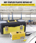 Get Your Ride Looking Crisp Again With This Legit Plastic Welding Kit featuring a yellow and black hot stapler repair tool in its case.